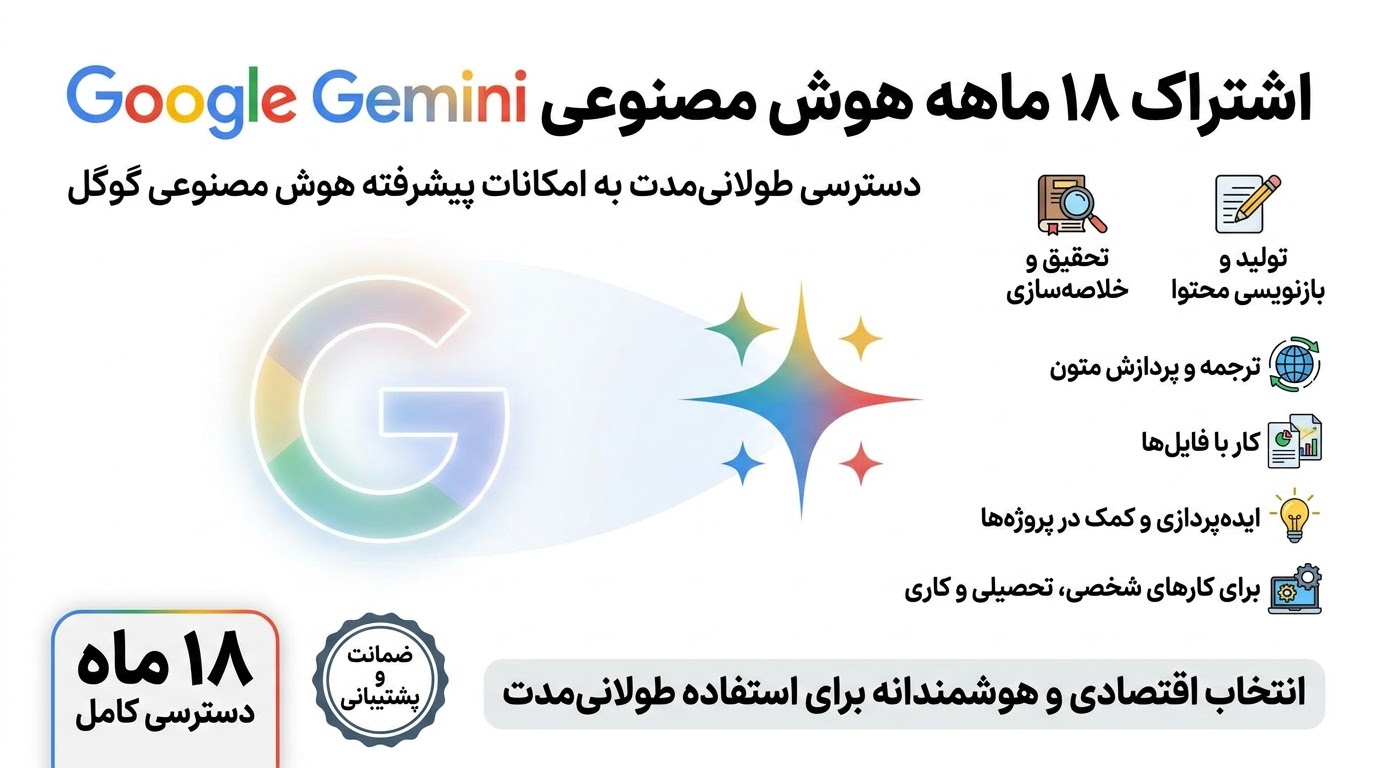 اشتراک پرو هوش مصنوعی جمینای ۱۸ ماهه ریجن هند